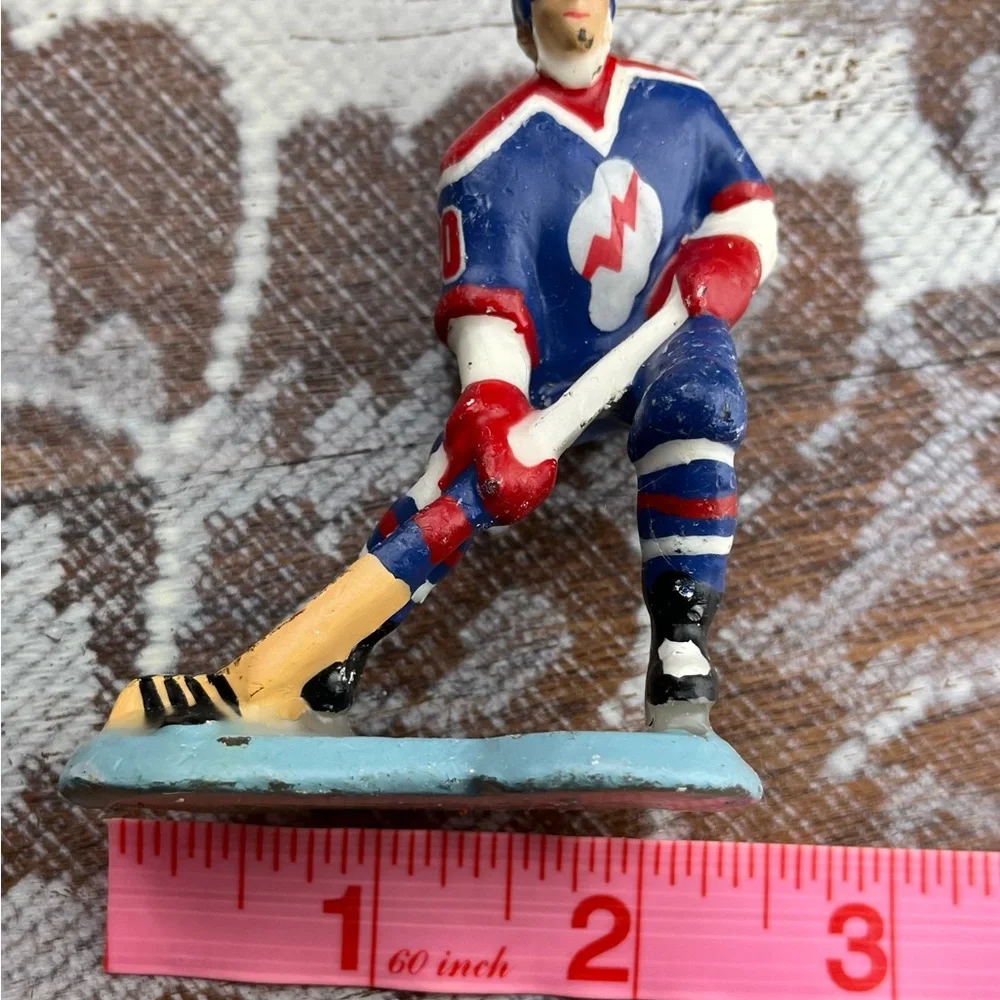 Vintage 90s Wilton 2 Piece Hockey Player Goalie Cake Topper Decal Candle Set